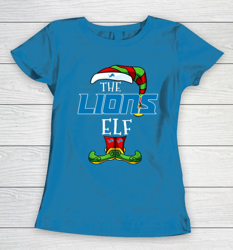 Detroit Lions Christmas ELF Funny NFL Women's T-Shirt 6
