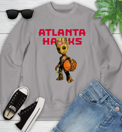 Atlanta Hawks NBA Basketball Groot Marvel Guardians Of The Galaxy Youth Sweatshirt 4