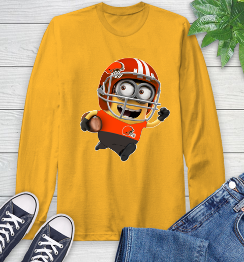 NFL Cleveland Browns Minions Disney Football Sports Long Sleeve T-Shirt 3