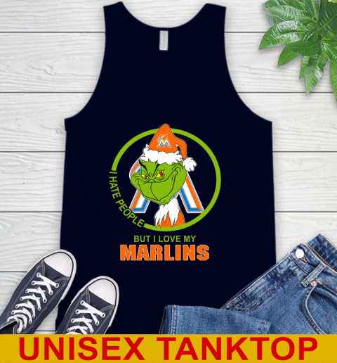 Miami Marlins MLB Christmas Grinch I Hate People But I Love My Favorite Baseball Team Tank Top 3
