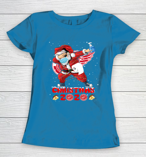 Detroit Red Wings Funny Santa Claus Dabbing Christmas 2020 NHL Women's T-Shirt 6