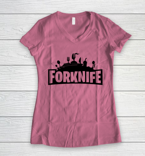 Fortnite Tshirt Forknife Women's V-Neck T-Shirt 7