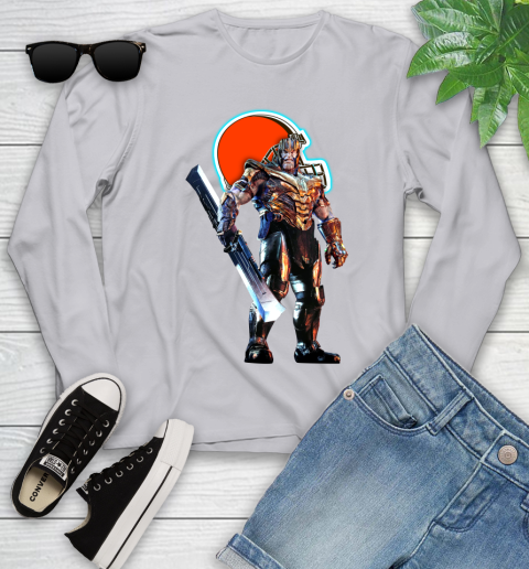 NFL Thanos Gauntlet Avengers Endgame Football Cleveland Browns Youth Long Sleeve 5