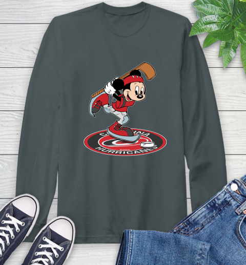 NHL Hockey Carolina Hurricanes Cheerful Mickey Disney Shirt Long Sleeve T-Shirt 7