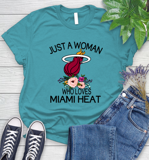 NBA Just A Woman Who Loves Miami Heat Basketball Sports Women's T-Shirt 11