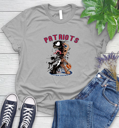 NFL New England Patriots Football Venom Groot Guardians Of The Galaxy Women's T-Shirt 6 NFL New England Patriots Football Venom Groot Guardians Of The Galaxy Women's T-Shirt - Image 6