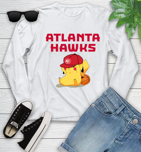 NBA Pikachu Basketball Sports Atlanta Hawks Youth Long Sleeve