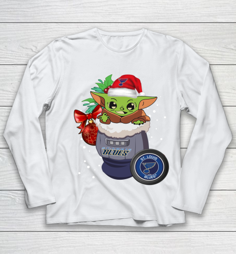 St.Louis Blues Christmas Baby Yoda Star Wars Funny Happy NHL Youth Long Sleeve 2
