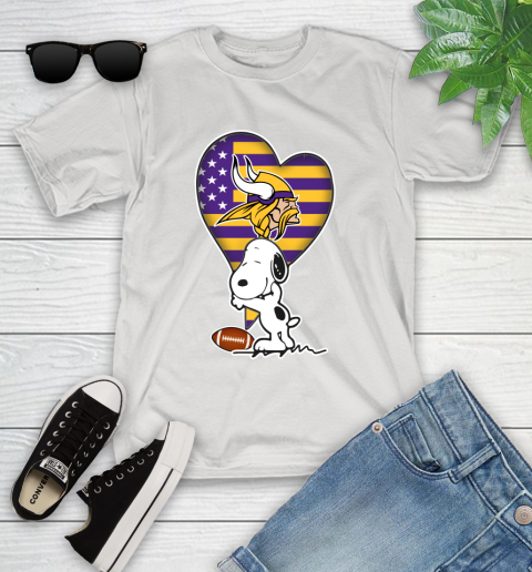 Minnesota Vikings NFL Football The Peanuts Movie Adorable Snoopy Youth T-Shirt