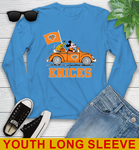 NBA Basketball New York Knicks Pluto Mickey Driving Disney Shirt Youth Long Sleeve 8