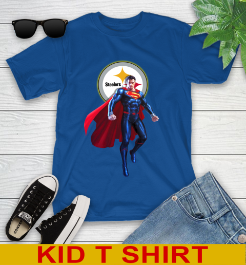 NFL Superman DC Sports Football Pittsburgh Steelers Youth T-Shirt 9
