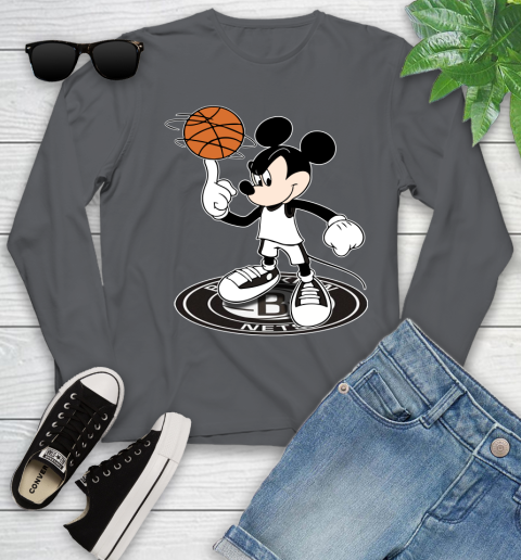 NBA Basketball Brooklyn Nets Cheerful Mickey Disney Shirt Youth Long Sleeve 8