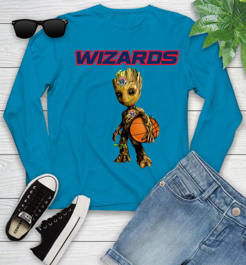 Washington Wizards NBA Basketball Groot Marvel Guardians Of The Galaxy Youth Long Sleeve 7