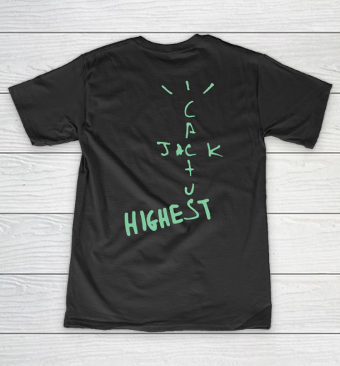 Travis Scott Jordan Cactus Jack Highest Olive Front And Back V-Neck T-Shirt 9