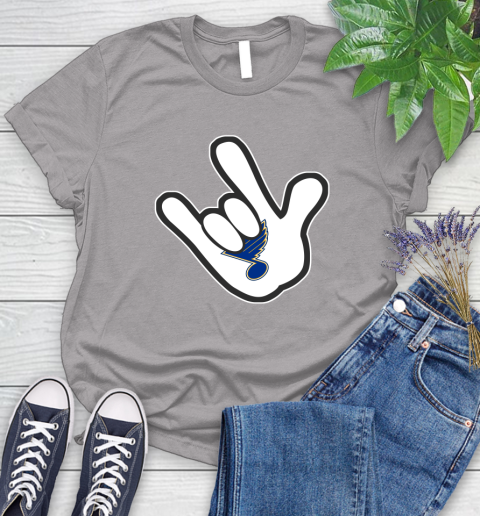 St.Louis Blues NHL Hockey Mickey Rock Hand Disney Women's T-Shirt 5
