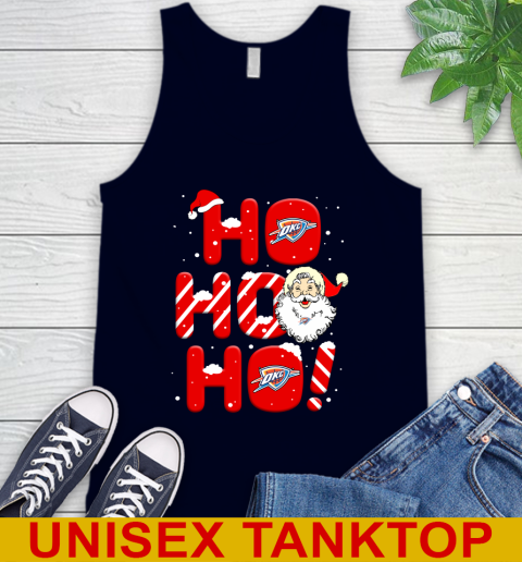 Oklahoma City Thunder NBA Basketball Ho Ho Ho Santa Claus Merry Christmas Shirt Tank Top - Image 3