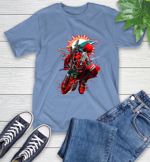 NFL Deadpool Marvel Comics Sports Football Miami Dolphins T-Shirt 11