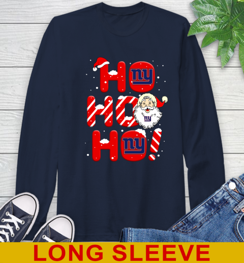 New York Giants NFL Football Ho Ho Ho Santa Claus Merry Christmas Shirt Long Sleeve T-Shirt 3