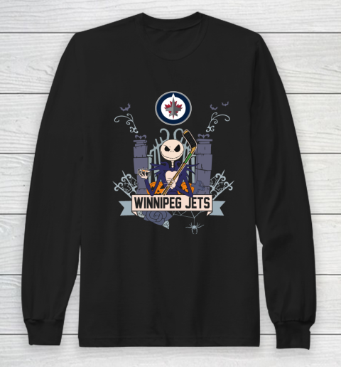 NHL Winnipeg Jets Hockey Jack Skellington Halloween Long Sleeve T-Shirt