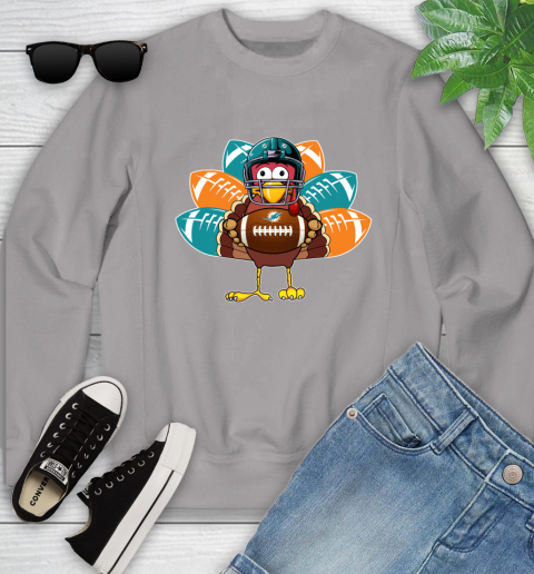Miami Dolphins Turkey Thanksgiving Day Youth Sweatshirt 4