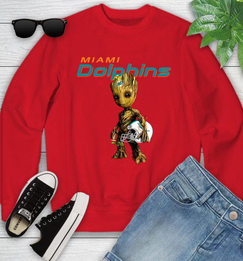 Miami Dolphins NFL Football Groot Marvel Guardians Of The Galaxy Youth Sweatshirt 9
