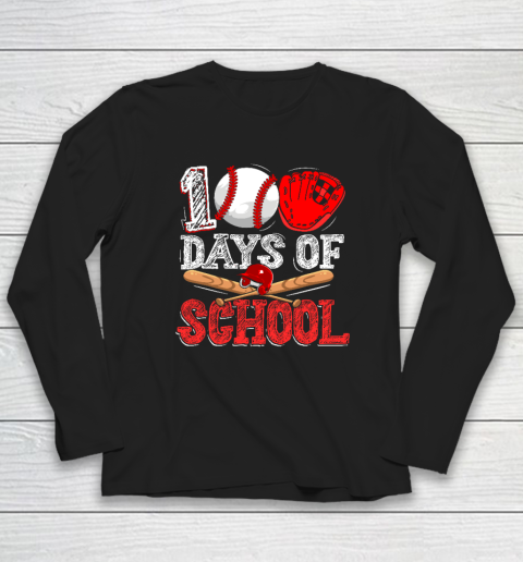 100 Days Of School Baseball 100th Day Long Sleeve T-Shirt