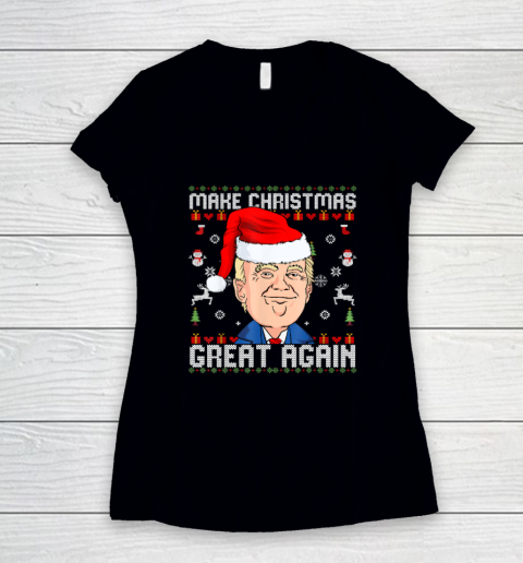 Trump 2024 Make Christmas Great Again Funny Ugly Women's V-Neck T-Shirt