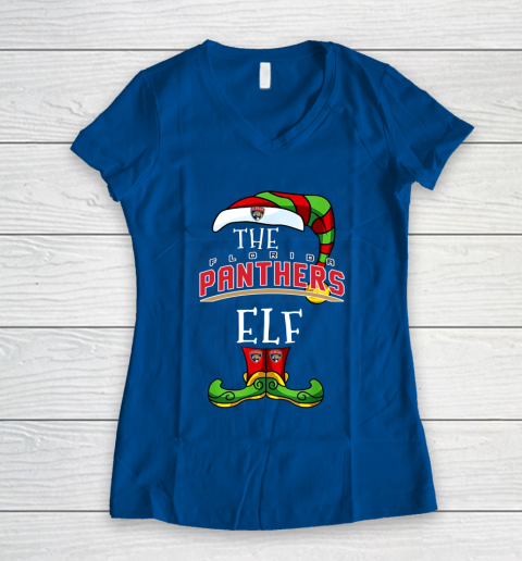 Florida Panthers Christmas ELF Funny NHL Women's V-Neck T-Shirt 7