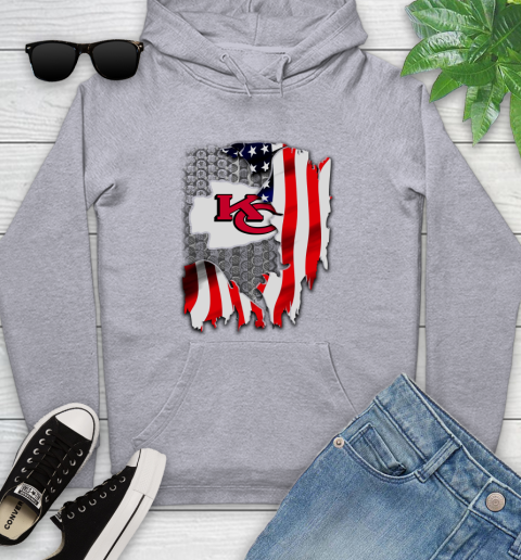 Kansas City Chiefs NFL Football American Flag Youth Hoodie 6
