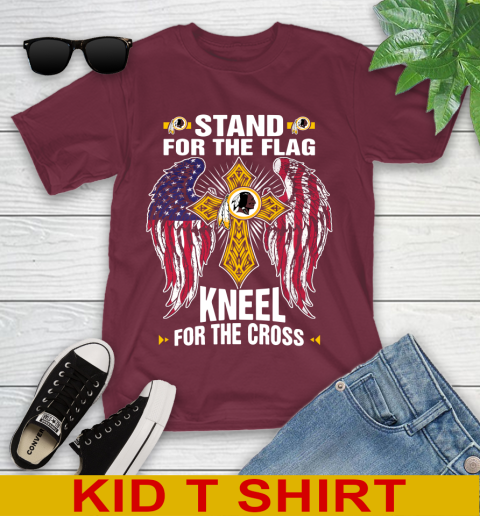 NFL Football Washington Redskins Stand For Flag Kneel For The Cross Shirt Youth T-Shirt 5