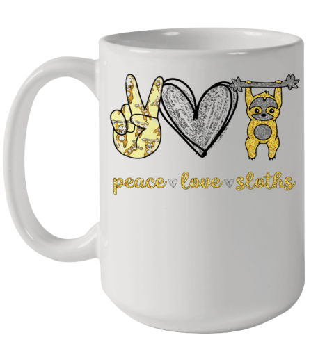 Peace Love Sloths Ceramic Mug 15oz