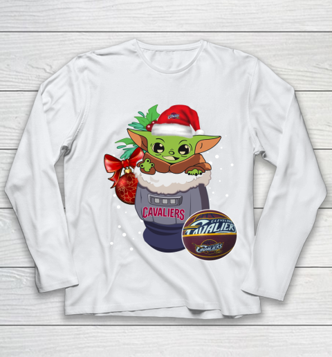Cleveland Cavaliers Christmas Baby Yoda Star Wars Funny Happy NBA Youth Long Sleeve 2