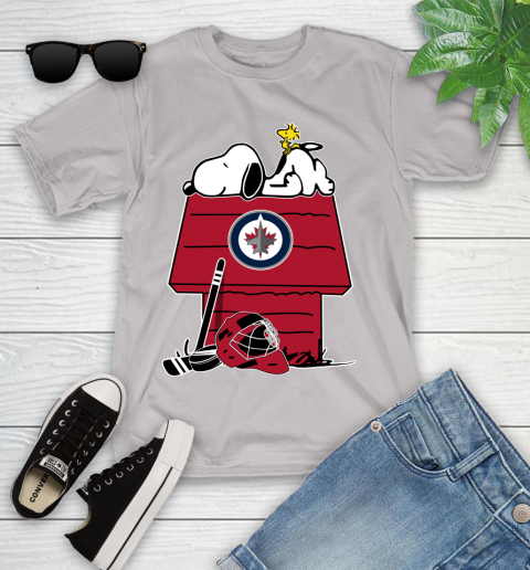 Winnipeg Jets NHL Hockey Snoopy Woodstock The Peanuts Movie Youth T-Shirt 12