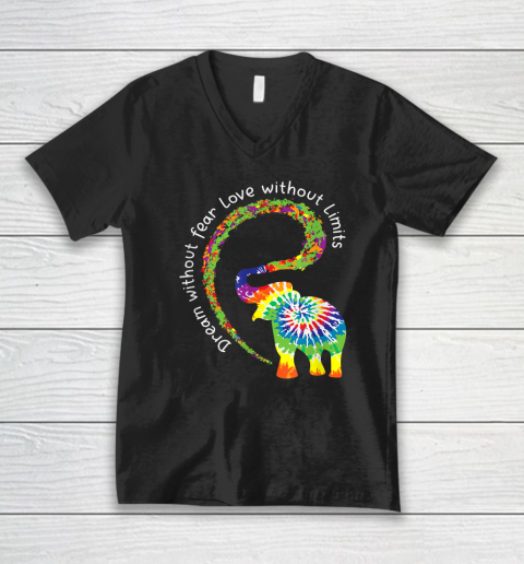 Dream Without Fear Love Elephant LGBT Pride Tie Dye V-Neck T-Shirt