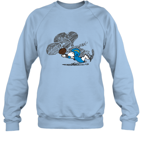 3pup los angeles chargers snoopy plays the football game sweatshirt 35 front light blue
