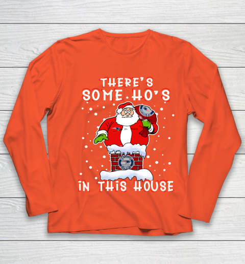New England Patriots Christmas There Is Some Hos In This House Santa Stuck In The Chimney NFL Youth Long Sleeve 3