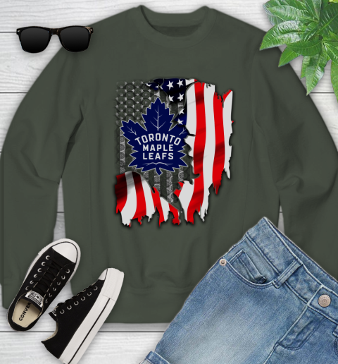 Toronto Maple Leafs NHL Hockey American Flag Youth Sweatshirt 9