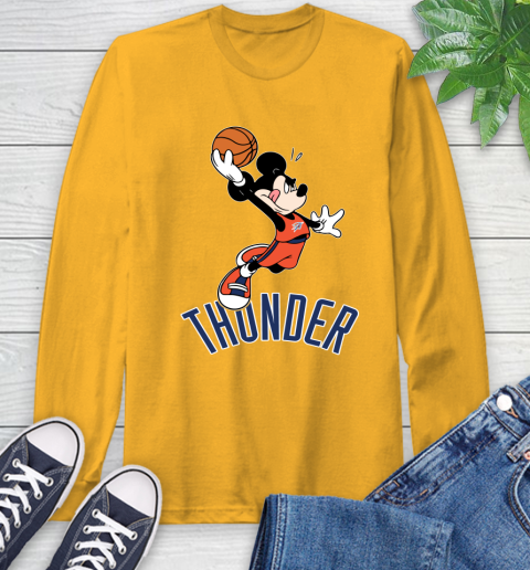 NBA Basketball Oklahoma City Thunder Cheerful Mickey Mouse Shirt Long Sleeve T-Shirt 3