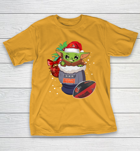 Cleveland Browns Christmas Baby Yoda Star Wars Funny Happy NFL T-Shirt 4