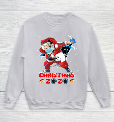 Carolina Panthers Funny Santa Claus Dabbing Christmas 2020 NFL Youth Sweatshirt 3