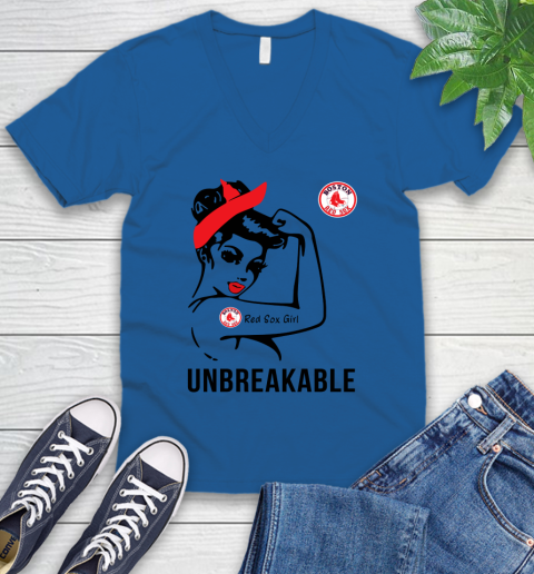 MLB Boston Red Sox Girl Unbreakable Baseball Sports V-Neck T-Shirt 3