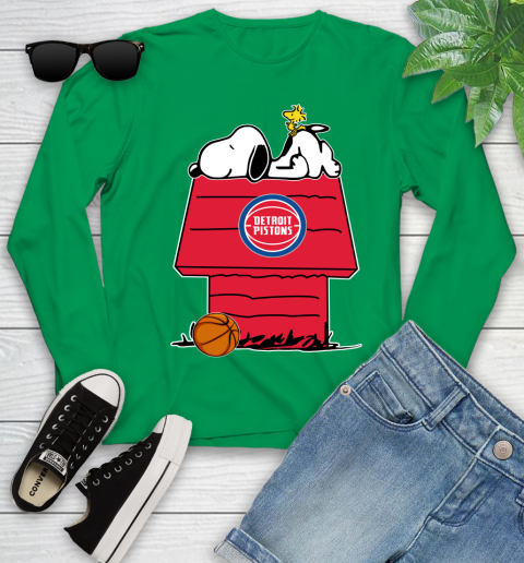 Detroit Pistons NBA Basketball Snoopy Woodstock The Peanuts Movie Youth Long Sleeve 6