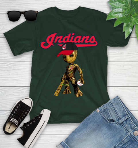 MLB Cleveland Indians Groot Guardians Of The Galaxy Baseball Youth T-Shirt 5