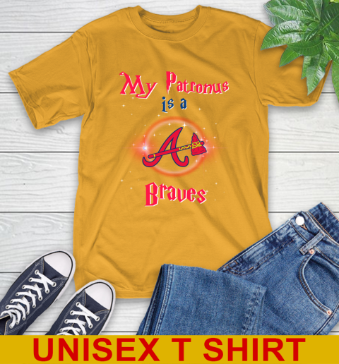 MLB Baseball Harry Potter My Patronus Is A Atlanta Braves T-Shirt - Image 3