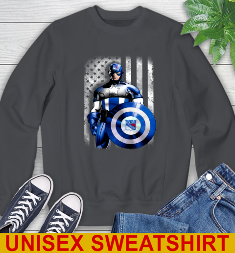 New York Rangers NHL Hockey Captain America Marvel Avengers American Flag Shirt Sweatshirt 7