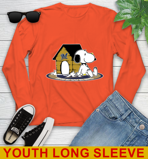 MLB Baseball Milwaukee Brewers Snoopy The Peanuts Movie Shirt Youth Long Sleeve 4