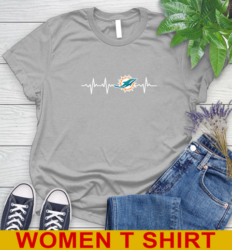 Miami Dolphins NFL Football Heart Beat Shirt Women's T-Shirt 5