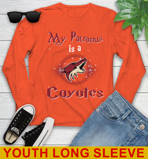 NHL Hockey Harry Potter My Patronus Is A Arizona Coyotes Youth Long Sleeve 3