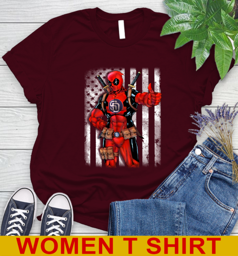MLB Baseball San Diego Padres Deadpool American Flag Shirt Women's T-Shirt 6