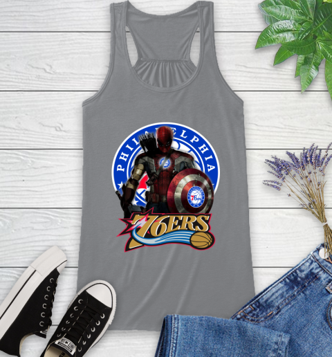 Philadelphia 76ers NBA Basketball Captain America Thor Spider Man Hawkeye Avengers (1) Racerback Tank 5